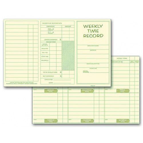 1000 Count Fold To Fit Pocket 6-Day Job Time Cards for Handwritten Entries