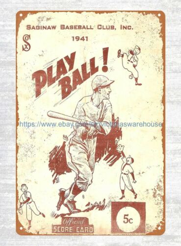 artwork prints Saginaw Baseball White Sox Michigan State League 1941 tin sign