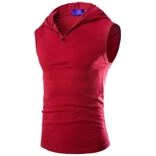Men Gym Bodybuilding Singlet Sport Hoodie Tank Top Muscle Hooded T-Shirt Vest
