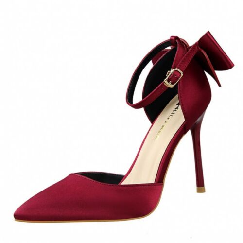 Details about   Women's Ankle Strap Sandals Sweet Bow Pointed Toe High Heel Dress Shoes Pumps 