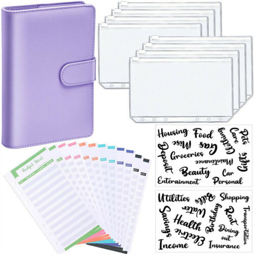 A6 Budget Organizer Planner Envelope PU Leather Notebook Binder 