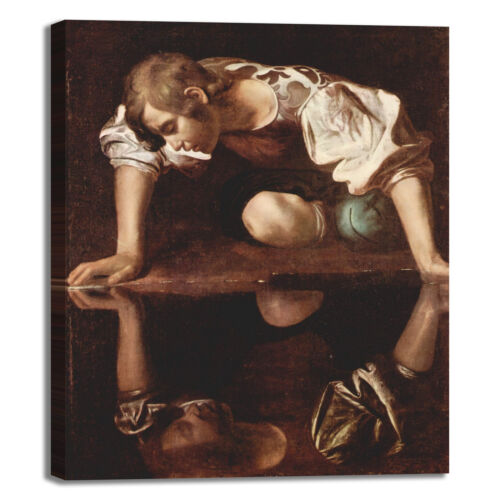 Caravaggio Narciso 2 design quadro stampa tela dipinto telaio arredo casa