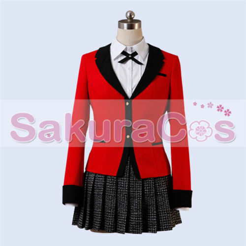 Details about  / Kakegurui Cosplay Costume Momobami Kirari School Uniforms Red Coat White Shirt：