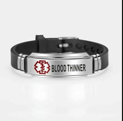 Blood Thinner & Warfarin Medical Alert Bracelets Stainless Steel Adjustable 