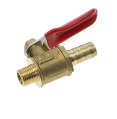 1/2" BSP Male to 8mm Hose Barb Brass Ball Valve Pipe Fitting Red Lever Handle 