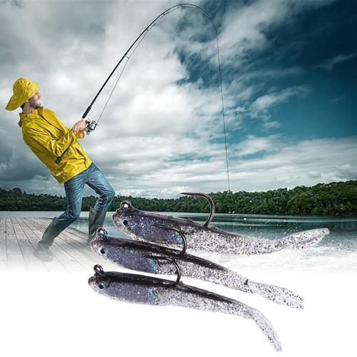 Plastic Maggot Grub Soft Lure Baits Worms Glow Shrimps Fish Lures G7B5
