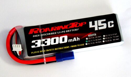 RoaringTop LiPo Battery Pack 45C 3300mAh 3S 11.1V with EC5 Plug
