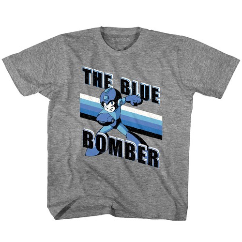 Megaman Blue Bomber Stripes Kids T Shirt Rokkuman Boys Girls Youth Child Gamer