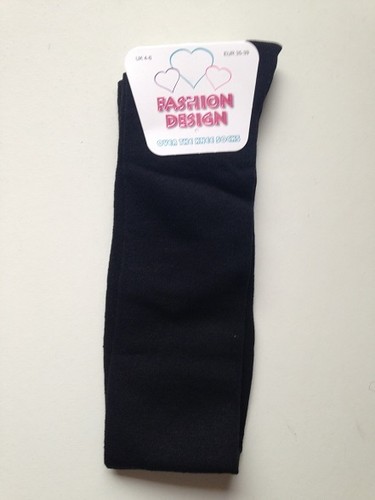 LADIES CHILDRENS OVER-THE-KNEE SOCKS BLACK SIZE 4-6 FREE POSTAGE