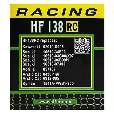 Hiflo HF138RC Racing Oil Filter with Nut Suzuki GSX650F 08-15 GSX-R1100 86-97