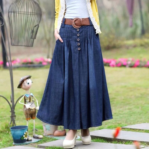 Women&#39;s Clothing Women Denim Skirt Stretch New Pleated Long Dress Slim Jean Plus Size Lady 6XL Activewear