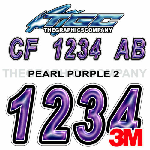 PEARL PURPLE Custom Boat Registration Number Decals Vinyl Lettering Stickers