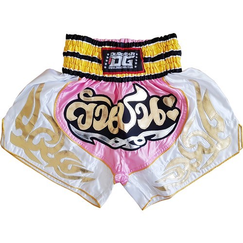 PINK WHITE /'VICTORY/' MUAY THAI KICKBOXING TRAINING FIGHTER SHORTS Size: XS - M