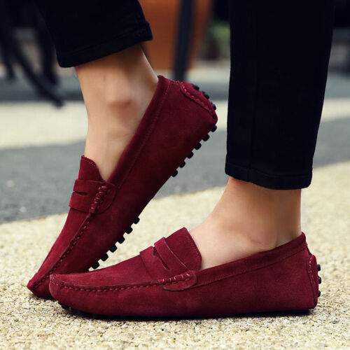 Men Minimalism Driving Loafers Suede Leather Moccasins Slip On Penny Lot Shoes