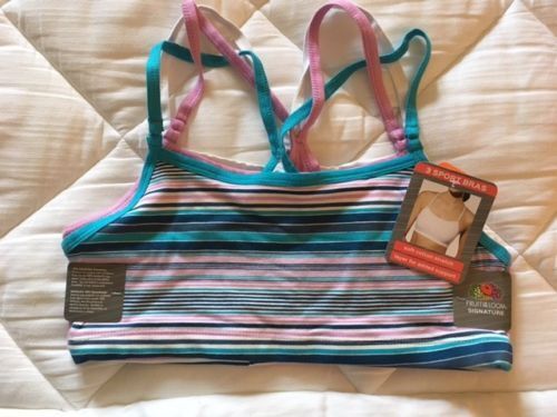NEW NWT 3 Pack Fruit of the Loom Soft Cotton Sports Bras Strappy Racerback 