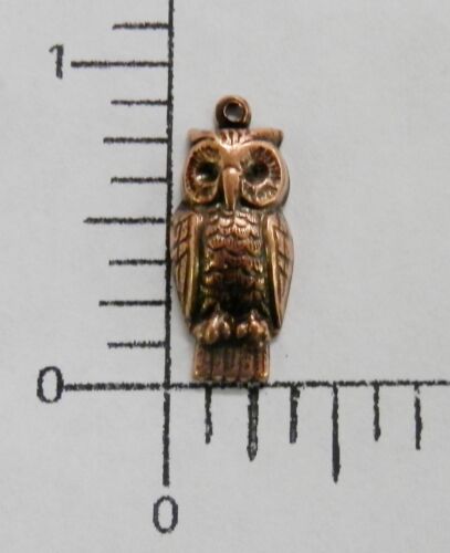 35755-4 Pc Small Owl Charm Brass Jewelry Finding COPPER Ox 