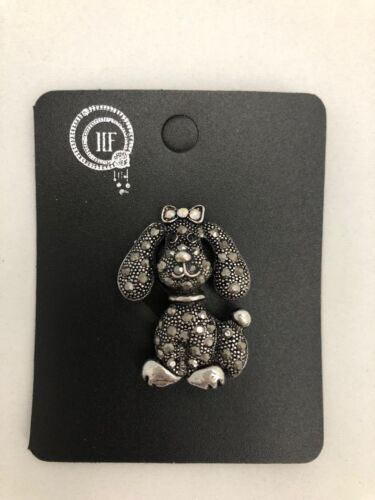 Nuevo * Perro Negro Diamante Cristal Broche Mate Plata Metal Regalo Cachorro Lindo