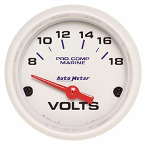 2-1//16 Range Auto Meter 200756 Pro-Comp White Phantom Marine Voltmeter Diameter
