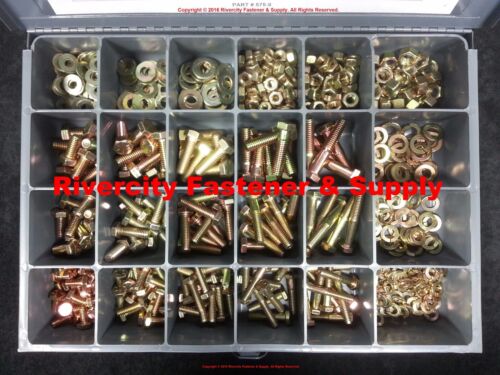 Grade 8 Nuts Bolts & washers assortment kit 575 Pieces Zinc plated Ships 4 Free 