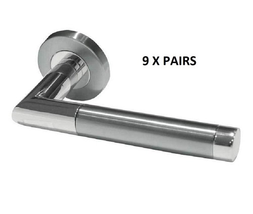 Moderne Chrome Satiné Duo Levier ronde rose Poignées Coupé d/'onglet Poignées de porte fixe D25