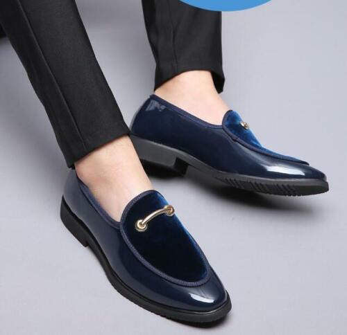 Mens Metal Shiny Leather Wedding Pointy Toe Slip On Casual Pumps Business Shoes 