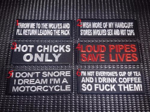 Biker Slogan Patch Funny Embroidered Flash Sew Iron on Rider Motorcycle vest cut