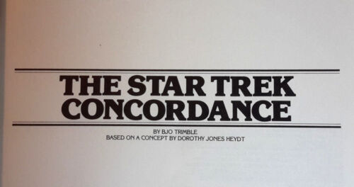 E1244 Original 1976 Star Trek Concordance Reference Book-Bjo Trimble-1st Print