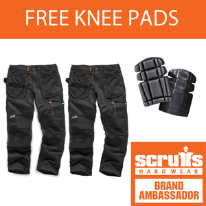 SCRUFFS Trade 3d Work Trousers Twinpack GRAPHITE WITH FREE KNEEPADS
