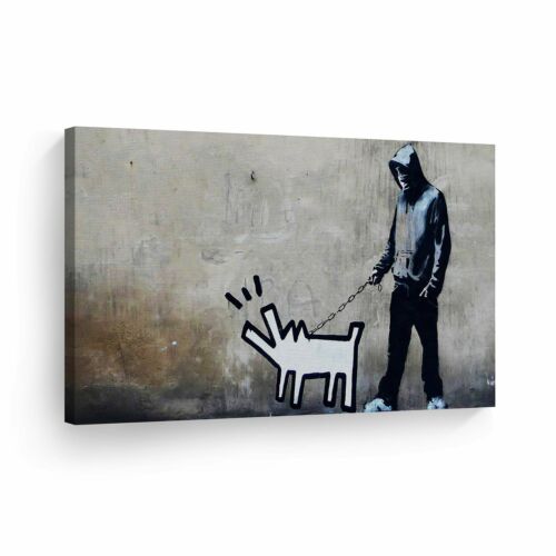 Banksy Art Keith Haring Dog Graffiti from London Wall Art Canvas Prints 