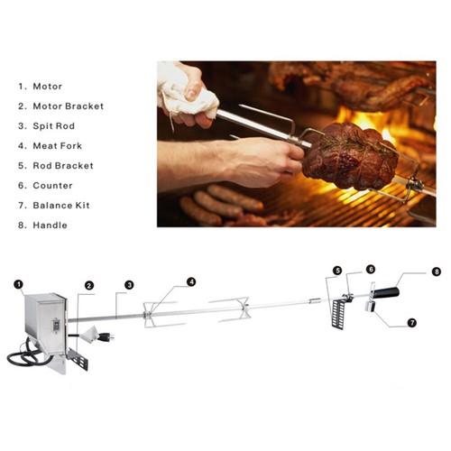 BBQ Tools Accessories Outdoor Electric Grill Forks Roasted Rotisserie Set Motor