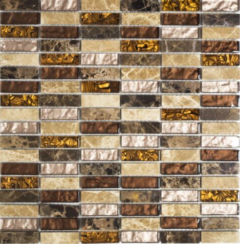 Natursteinmosaik  beige braun Fliesenspiegel Küche Wand Bad 87-131010 Matten 