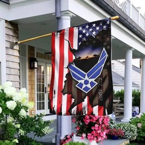 UUnited States Air Force American Flag House Flag Gifts For Veteran 