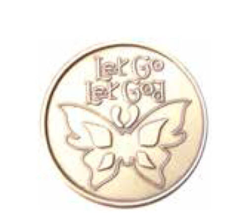 Let Go Let God Butterfly Serenity Prayer Bronze Recovery Medallion Coin AA NA