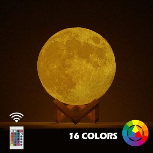3D Print Moon Lamp Colorful Change Touch Usb Led Night Light Home Decor Creative 