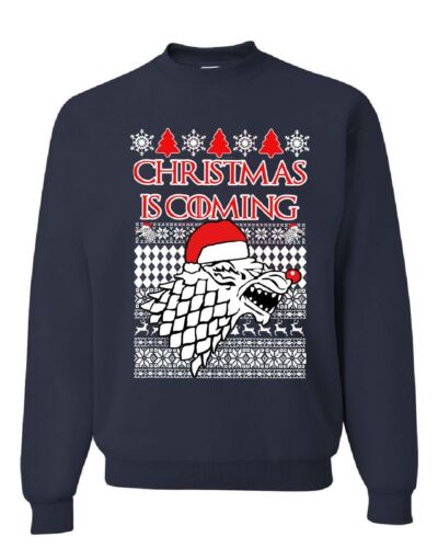 Christmas Is Coming Direwolf Sweatshirt GoT Parody Ugly Sweatshirt Sweater