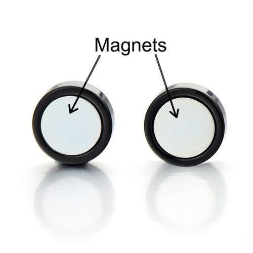 Pair Non Piercing Clip on Magnetic Magnet Ear Stud Mens Womens Fake Earrings