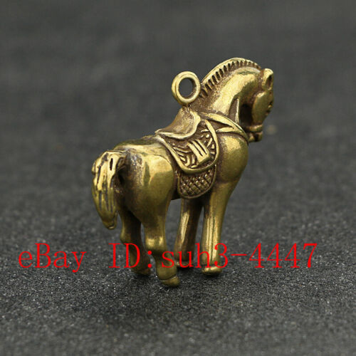 Details about  / Chinese Handmade Copper  Brass Zodiac Horse Small Fengshui Statue Pendant
