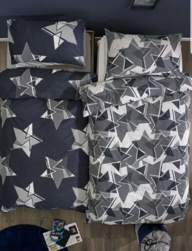 TODDLER * Next 2 Pack Navy Grey Geo Star  Printed Duvet Bed set New