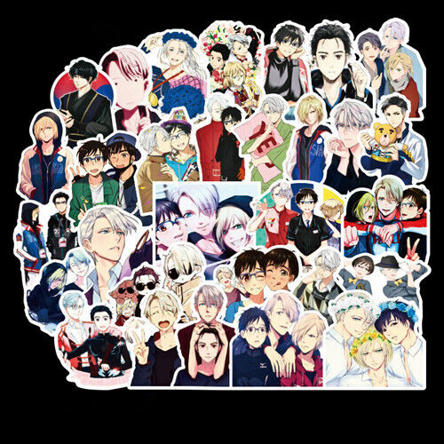 on ICE PVC Stickers for Luggage Laptop Skateboard DIY 50PCS//SET Anime YURI!!