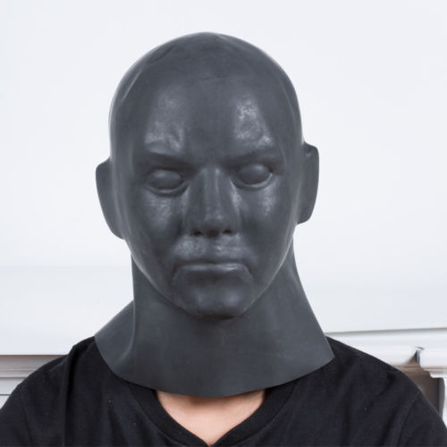 Male Latex Mask Hood Black Headgear for Men 