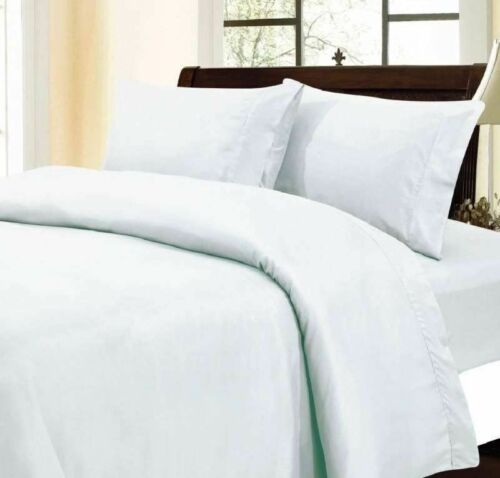 Home Bedding Duvet Collection White Solid 1200TC Egyptian Cotton All UK Size