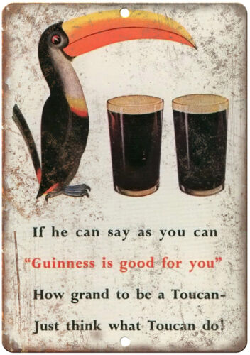 Guinness Beer Toucan Vintage Breweriana Ad 12/" x 9/" Retro Look Metal Sign E20