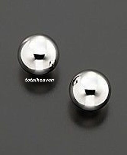 NEW Solid 14K White Gold 10MM Classic Shiny Ball Stud Earrings