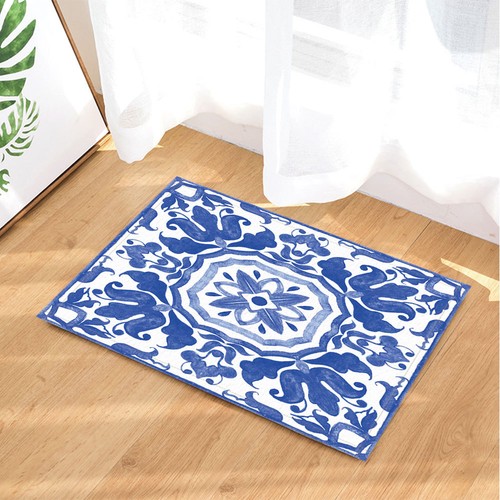 White And Blue Flower Image Bathroom Shower Curtain Set Fabric /& 12 Hooks 71/"