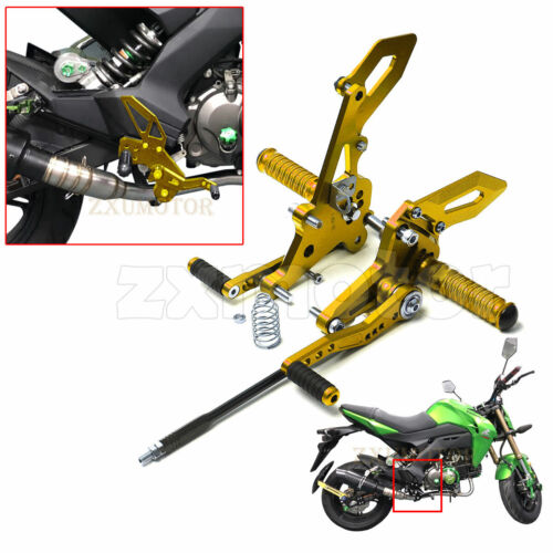 Footrest Rearsets Foot Pedals Pegs Gold Fit Kawasaki Z125 Pro 2016 2017 2018