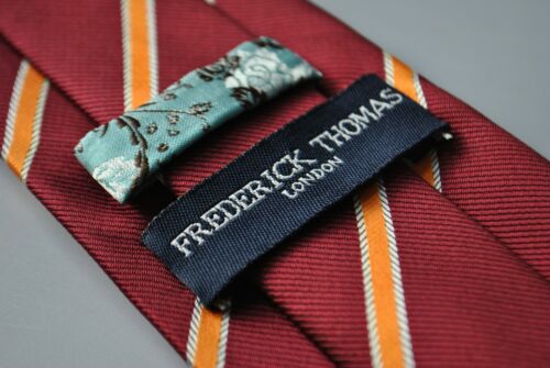 Frederick Thomas Granate Borgoña Rojo Oscuro Y Cinta Naranja A Rayas Corbata Hombre-S