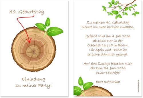 Einladungskarten Zum 18 25 30 45 40 50 60 Geburtstag Einladung Als Baumringe Greeting Cards Invitations Greeting Cards Party Supply