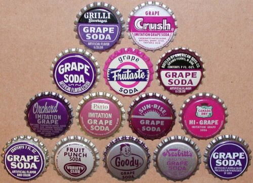 Vintage soda pop bottle caps PURPLE COLORS Lot of 23 different new old stock 