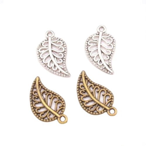 Metal Leaf Mixed Charms Pendants Retro Bracelet Necklace DIY Jewelry Decor Gifts 