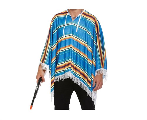 Mexican Poncho Bandit Costume Set Sombrero Hat Moustache /& Cigar